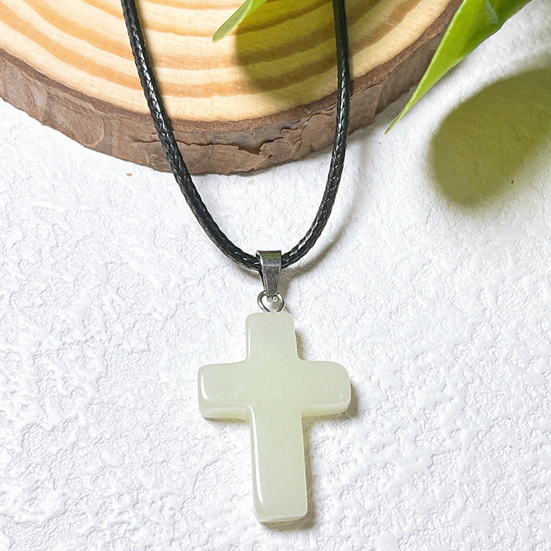 Crystal Cross Fashion Ornament Accessories Leather Rope Pendants