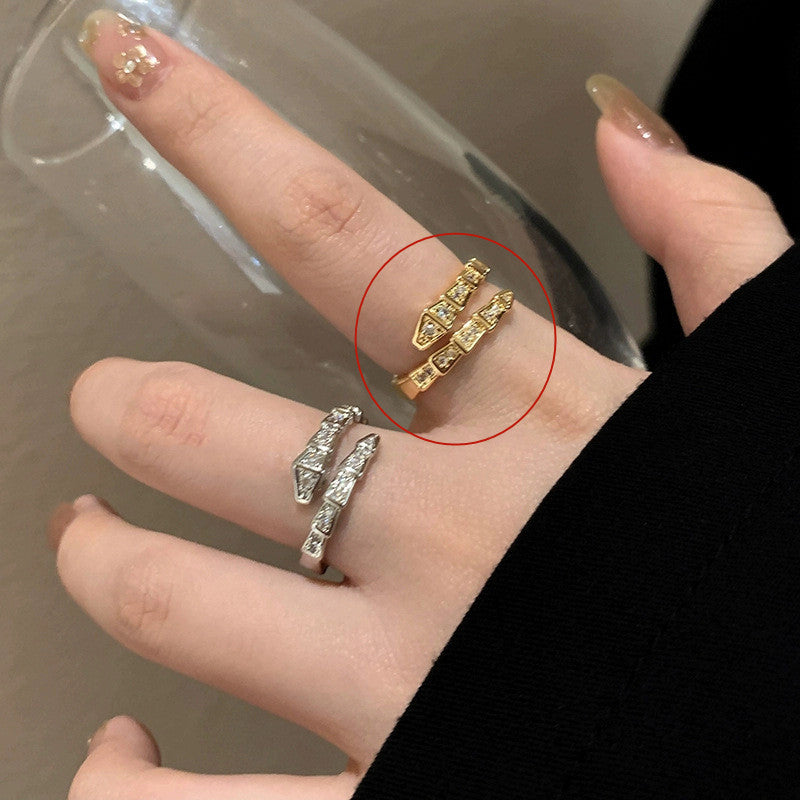 Simple Zircon Opening Adjustable Index Finger Light Rings