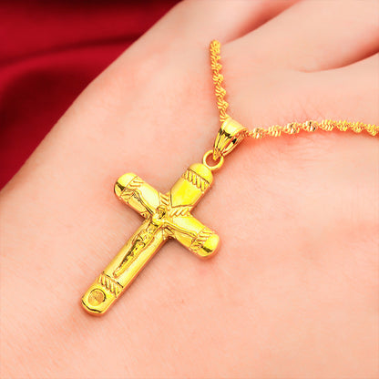 Women's Vietnam Placer Gold Cross Fashion Water Necklaces