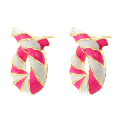 Oil Twisted Circle Personalized Sweet Cool Earrings