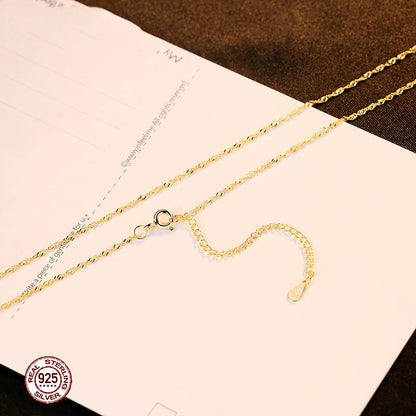 Sier Water Wave Chain Electroplated Rh Platinum Real Necklaces