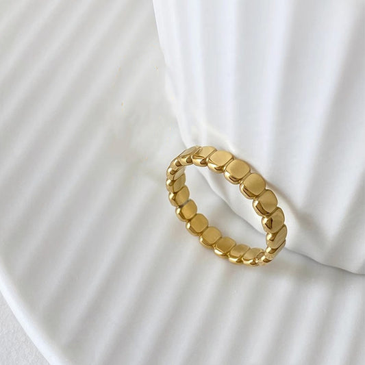 Women's Flat Round Titanium Steel Stacked Fashion Unique Design Rings