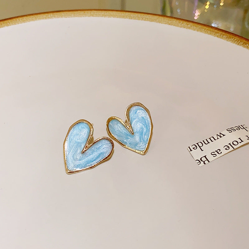 Korean Female With Hearts Simple Elegant Earrings