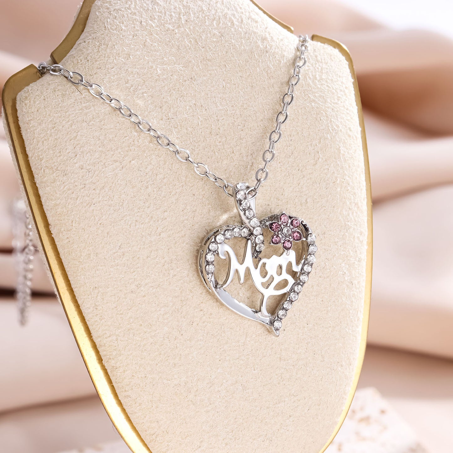 Love Heart Flowers Rhinestone Zircon Simple Necklaces