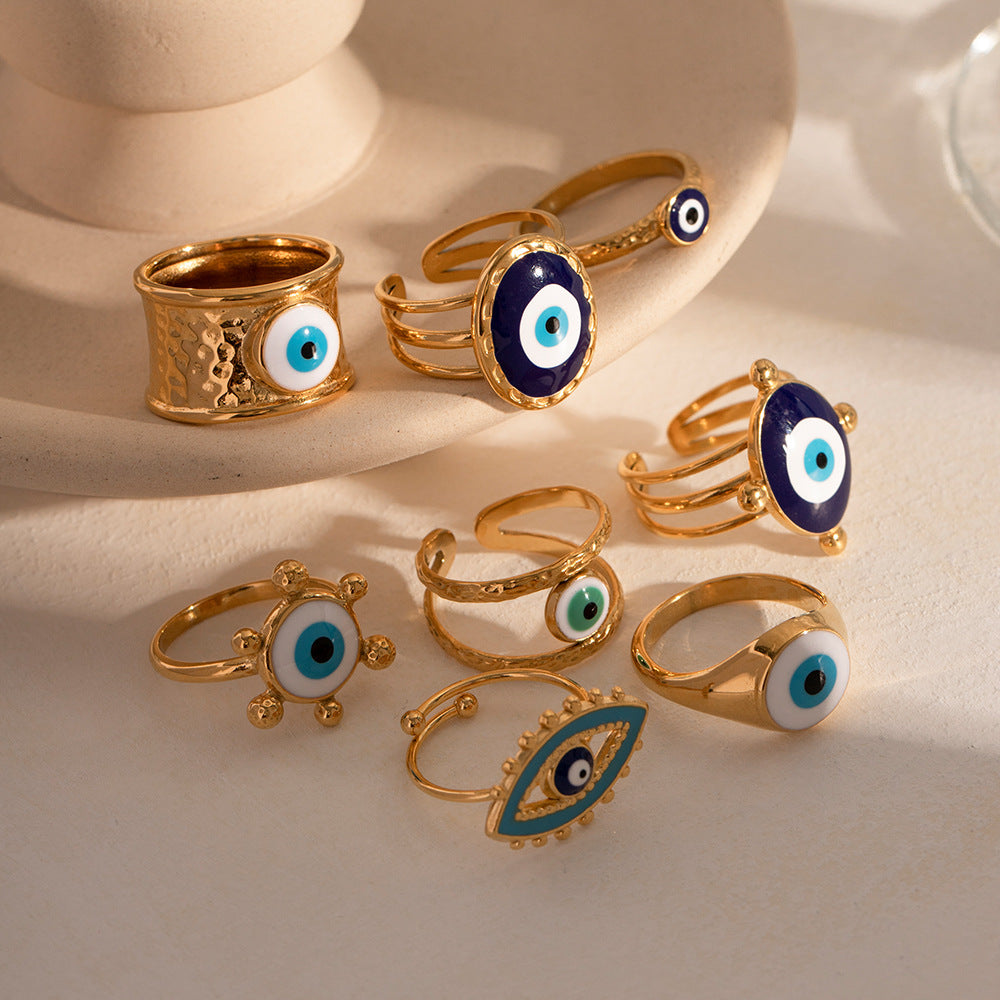 Personality Evil Blue Eye Retro Fashion Rings