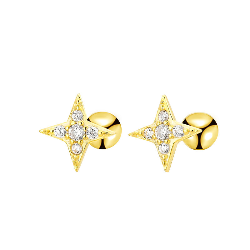 Sier Screw Tightening Buckle Retro Style Earrings