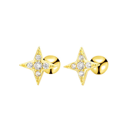 Sier Screw Tightening Buckle Retro Style Earrings