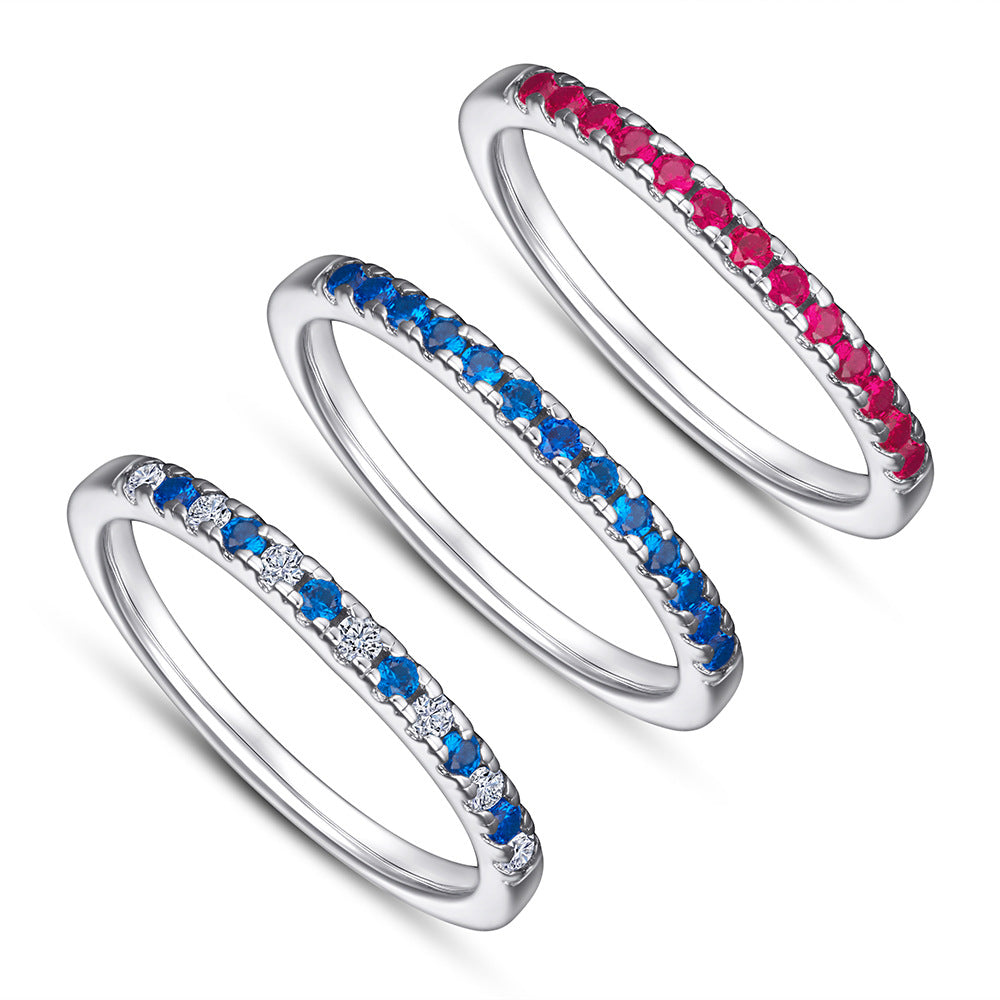Inlaid Zircon Gang Drill Lettering Index Rings