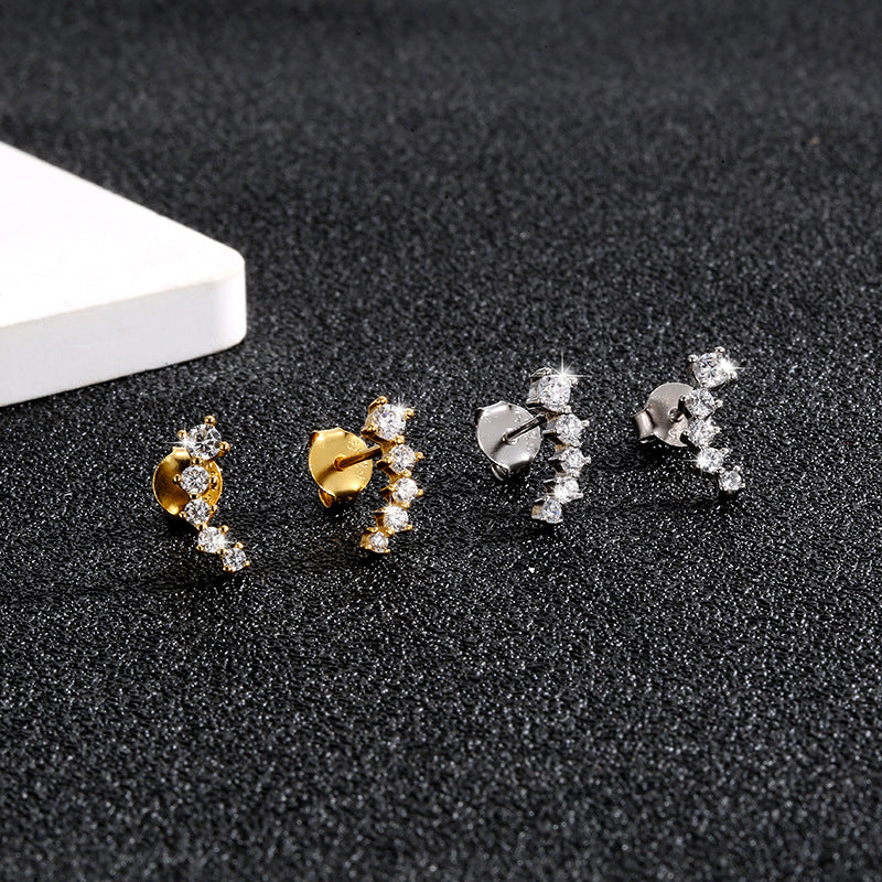 Women's Meteor For Small Gang Drill Inlaid Zircon Earrings