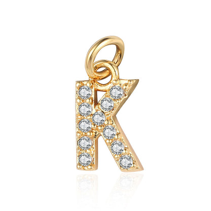 English Letters Copper Zircon Ornaments Accessories Yellow Gold Pendants