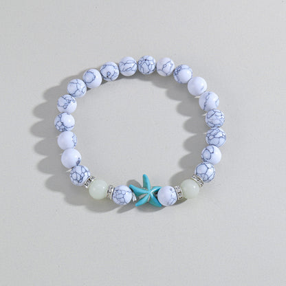 Women's Acrylic Beaded Turquoise Starfish Stretch Suitable Bracelets