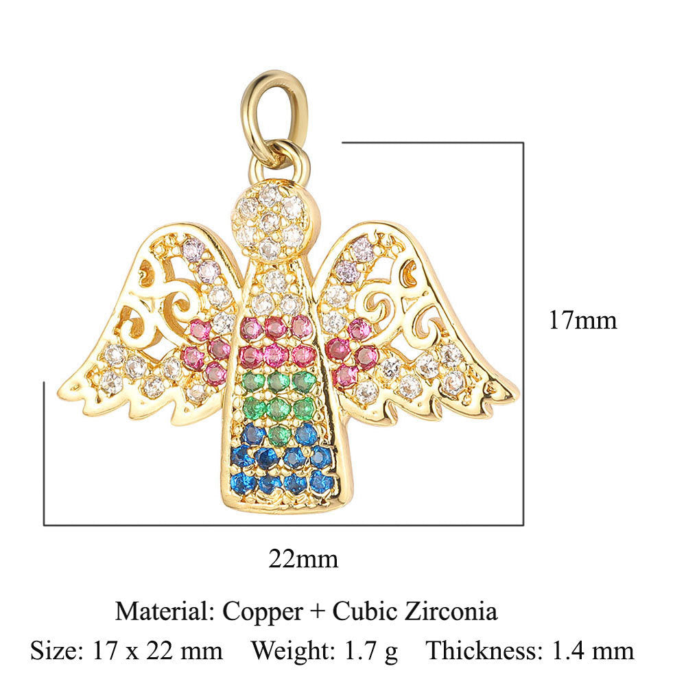 Virgin Angel Copper Zircon Cross Ornament Pendants