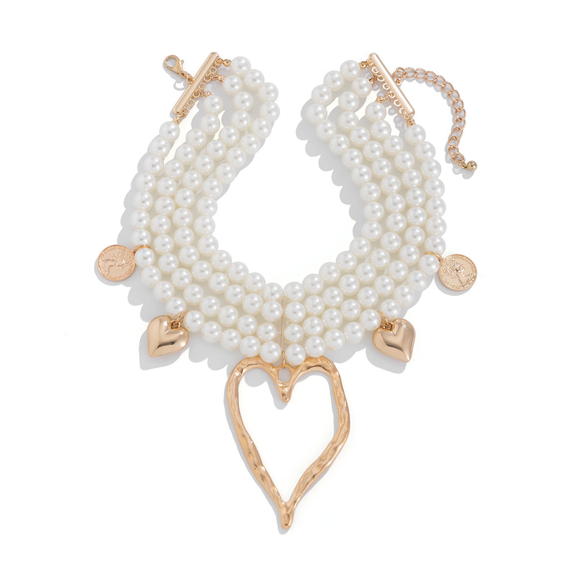 Ornament Retro Imitation Pearl Exaggerated Twin Necklaces