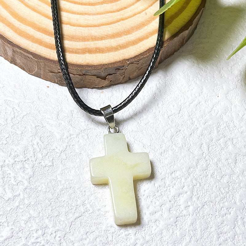 Crystal Cross Fashion Ornament Accessories Leather Rope Pendants