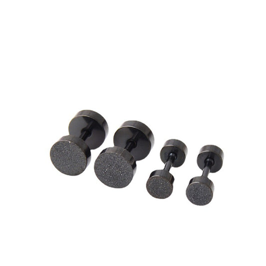 Men's Fashion Round Cake Dumbbell Titanium Steel Earrings