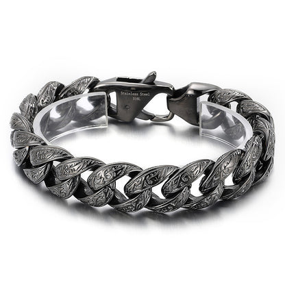 Men's Personalized Titanium Steel Buckle Pattern Fashion Bracelets