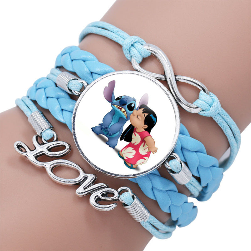 Cartoon Star Stitch Time Stone Leather Bracelets