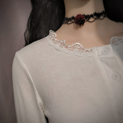 Lace Long Clavicle Wine Red Woven Necklaces