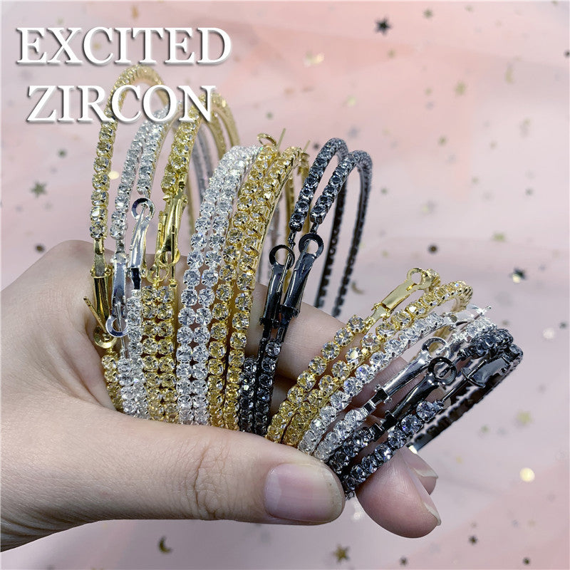 Fashion Classic Big Hoop Full Diamond Exaggerated Earrings