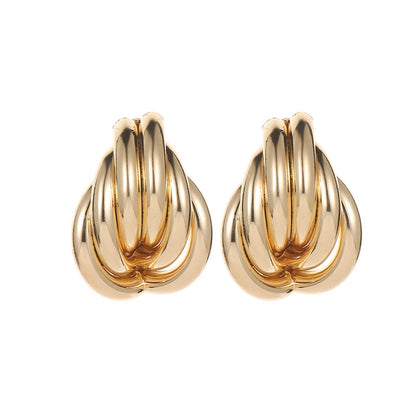 Exaggerated Geometry Female Style Alloy Winding Earrings