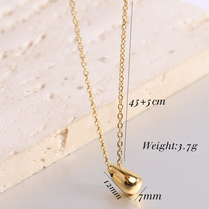 Women's Stainless Steel Teardrop Glossy Thick Dome Necklaces