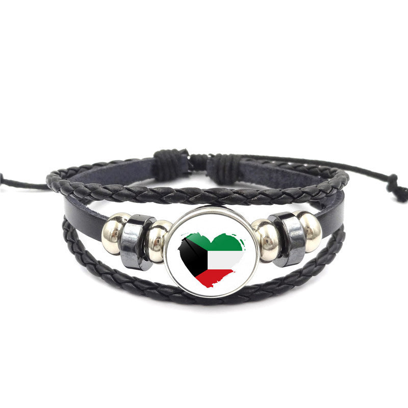 Women's Palestine Flag Punk Style Beaded Weave Bracelets