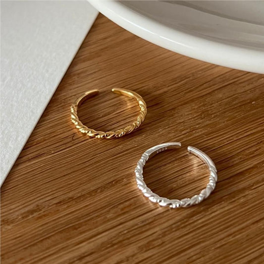 Women's Style Sterling Sier Minimalist Design Golden Rings