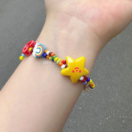 Smiley Dopamine Fresh Color Beaded Sweet Rainbow Bracelets