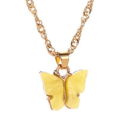 Women's Butterfly Acrylic Color Versatile Clavicle Chain Necklaces