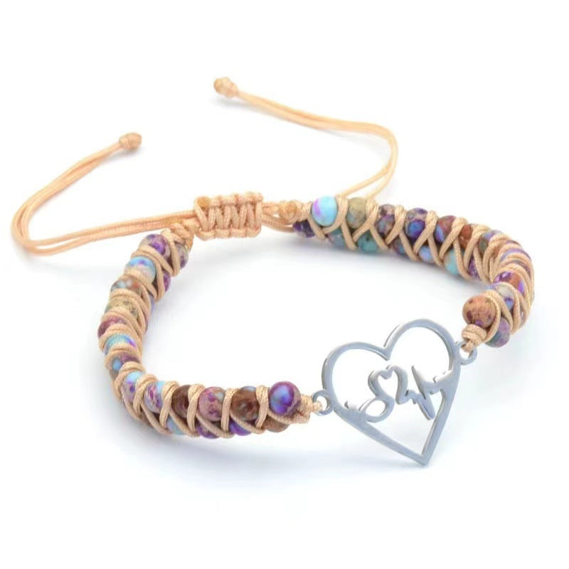 Hand-woven Purple Emperor Stone Yoga Energy Bracelets