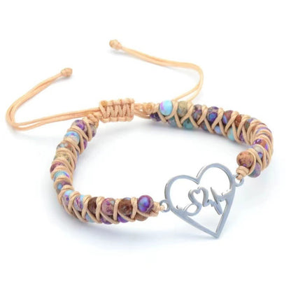 Hand-woven Purple Emperor Stone Yoga Energy Bracelets