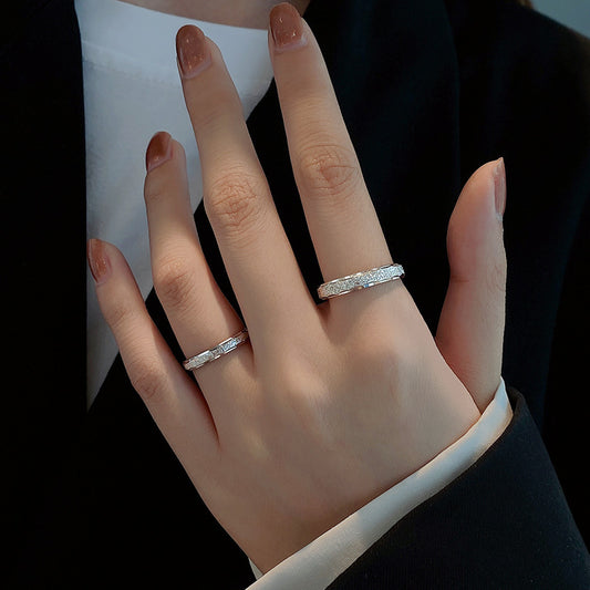 Shining Nail Sand Couple Simple Niche Rings