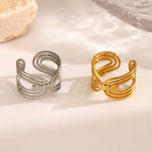 Women's Popular Stainless Steel Line For Niche Design Rings