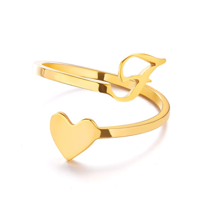 Popular Stylish Simple Letter Stainless Steel Open Three-dimensional Love Rings