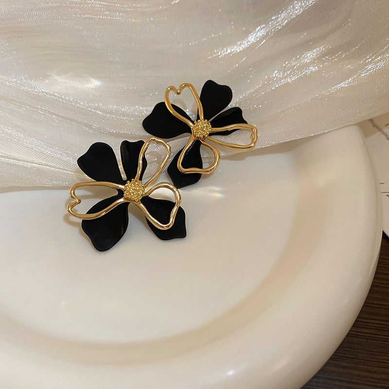 Needle Black Crystal Geometric Ear Minority Fashion Temperament Entry Earrings