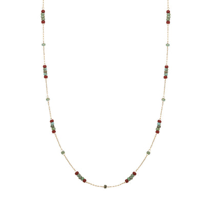 Turquoise Grain Glass Wine Red Contrast Color Necklaces