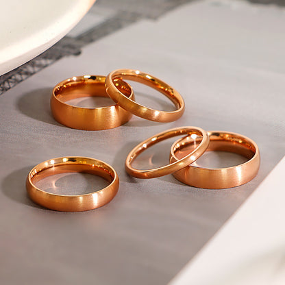 Steel Brushed Golden Sand Surface Cold Rings