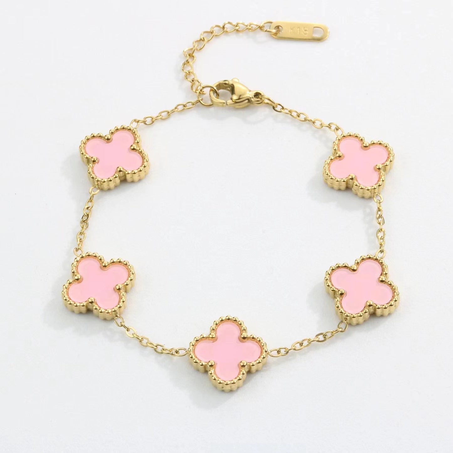 Lucky Four-leaf Clover Gold Double-sided Fritillary Bracelets