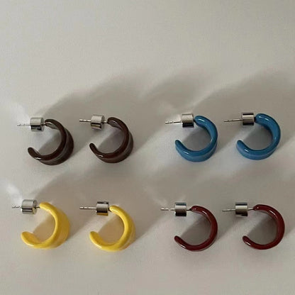 Enamel Glaze Small Hook Design High-grade Simple Earrings