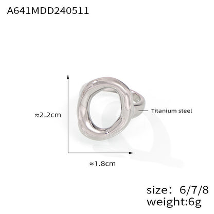Titanium Steel Gold Plated Geometric Hollow Rings