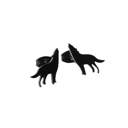 French Style Stainless Steel Cute Animal Personality Wolf Earrings