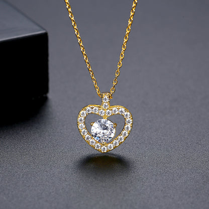 Gift Zircon Heart Shape Peach Clavicle Necklaces