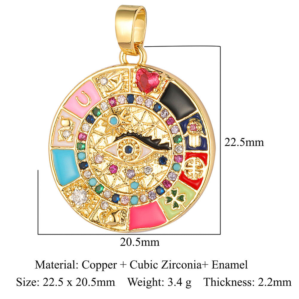 Color Zirconium Copper Micro Inlaid Zircon Pendants