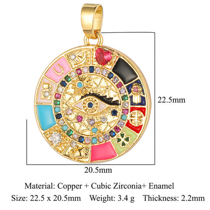 Color Zirconium Copper Micro Inlaid Zircon Pendants