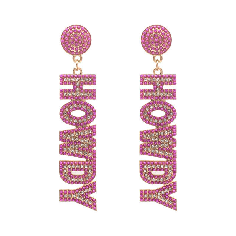 Western Denim Letters Hello Auricular Needle Earrings