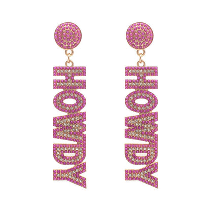 Western Denim Letters Hello Auricular Needle Earrings