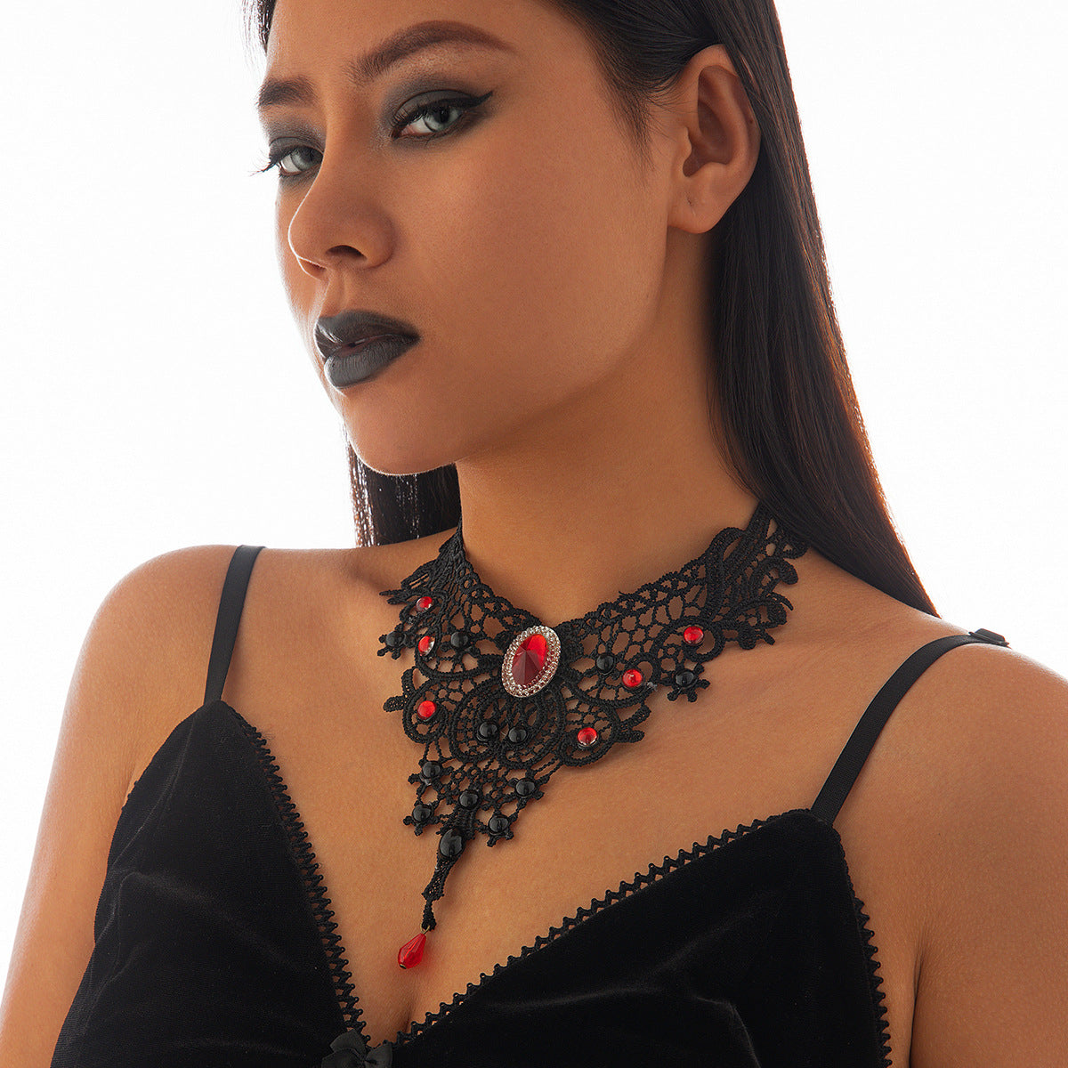 Gothic Style Halloween Party Geometric Lace Necklaces