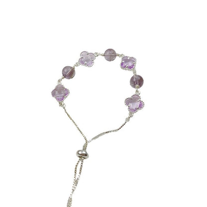 Moonstone Female Fresh Classic Style Pink Purple Water Clover Bracelets