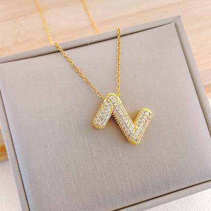 Women's Letter Hip Hop Full Zircon Exquisite Necklaces