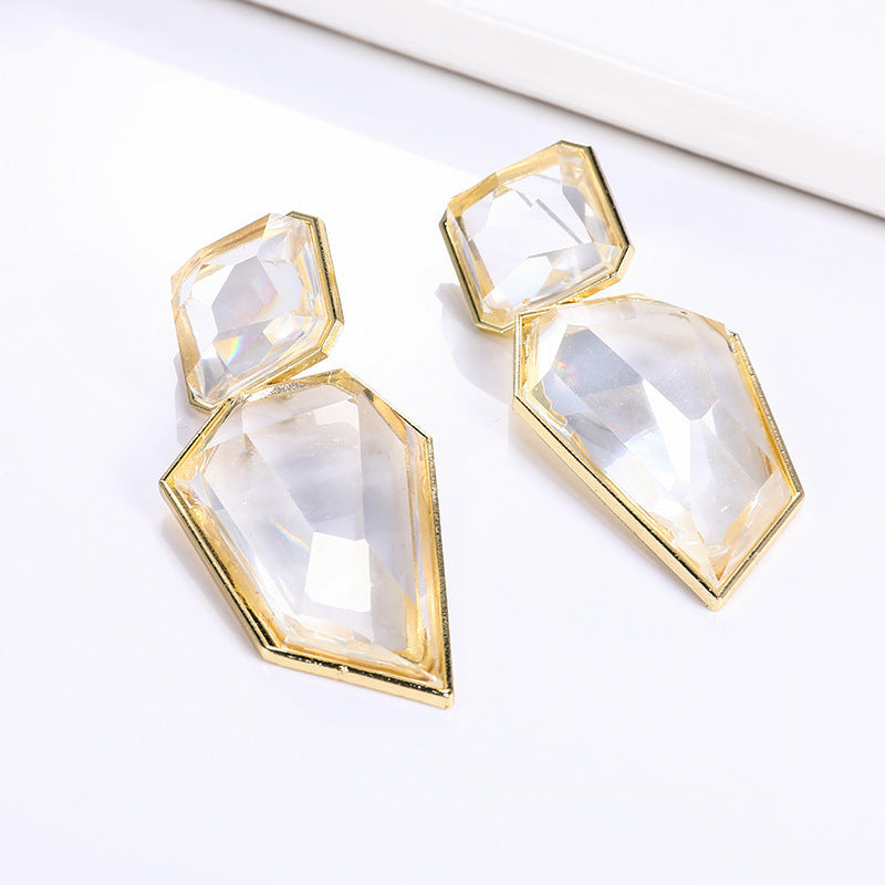 Retro Irregular Rectangular Elegant Geometric Gold Earrings